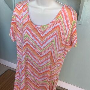 Caribbean Joe Coral, White & Lime Chevron Top size XL